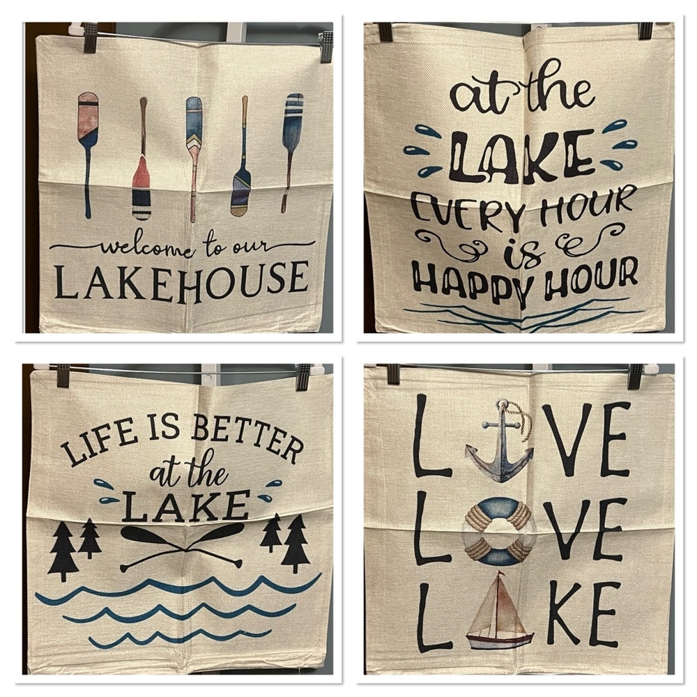 Lakehouse Accent Pillow Cover - Nautical Oars & Anchors